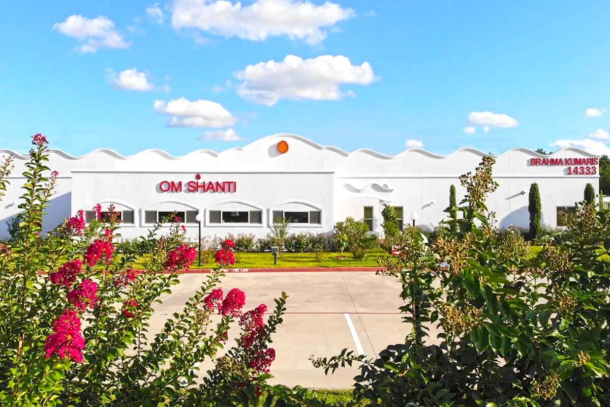 Street view of Prajapita Brahma Kumaris meditation center building in Houston Texas
