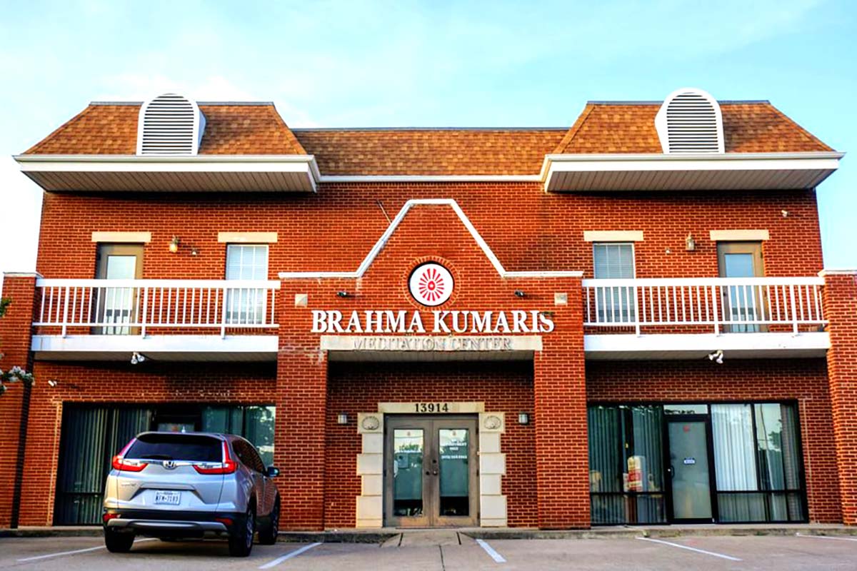 Street view of Prajapita Brahma Kumaris meditation center building in Dallas Texas 